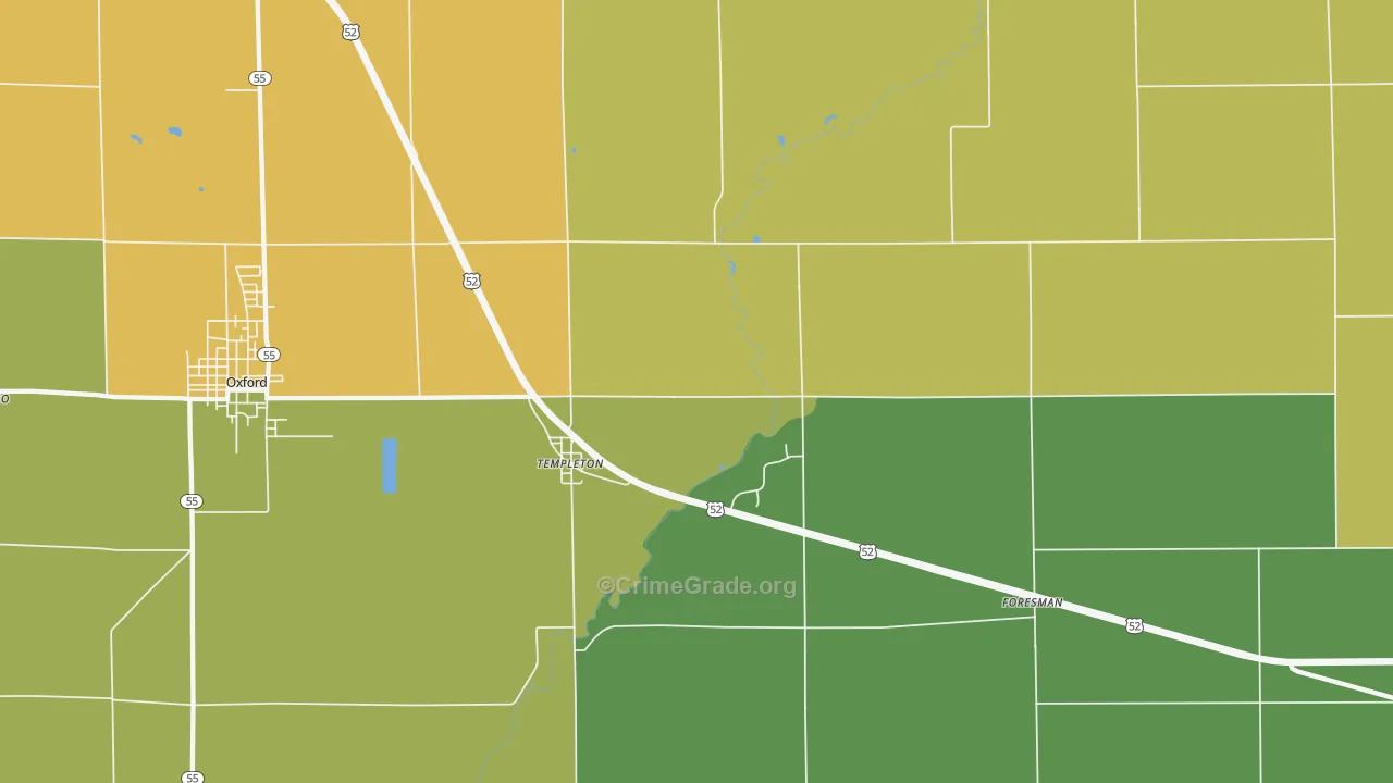 Templeton, IN Map of Vandalism Rates