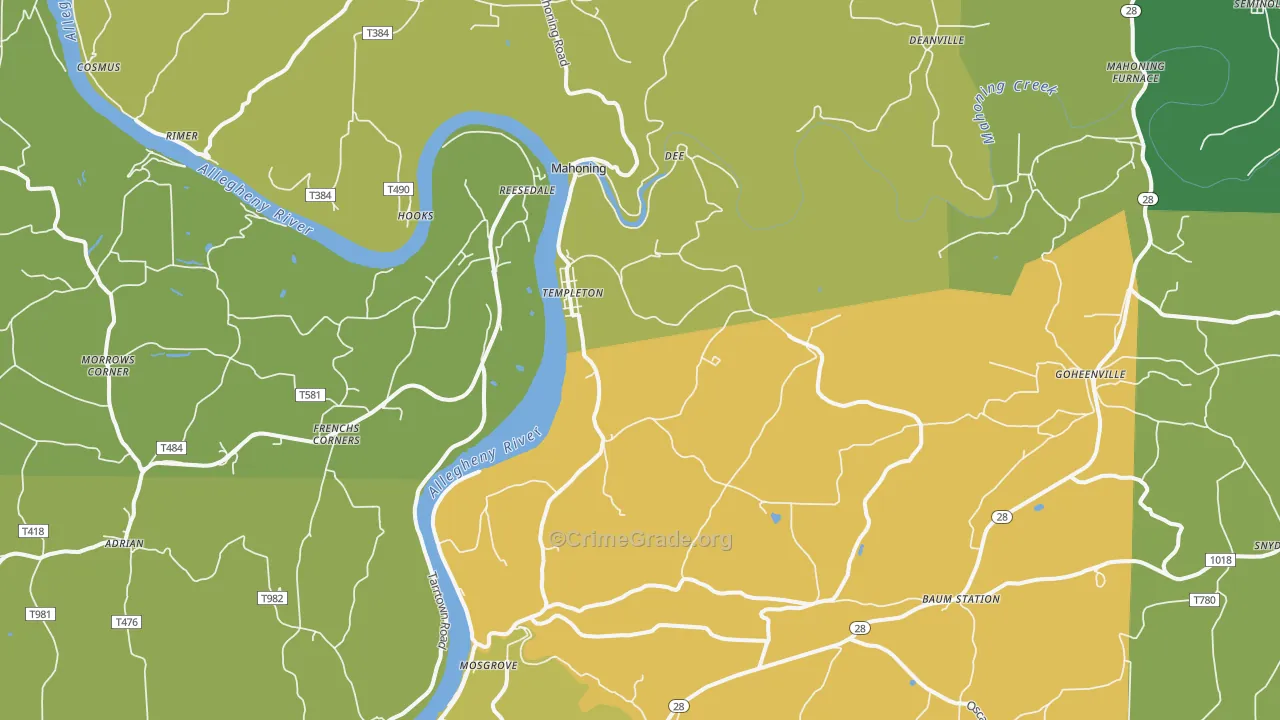 Templeton, PA Map of Vandalism Rates