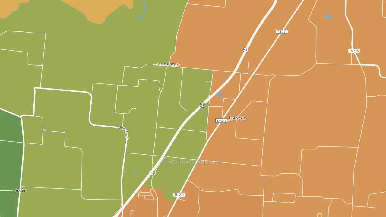 Templeton, TN Map of Vandalism Rates