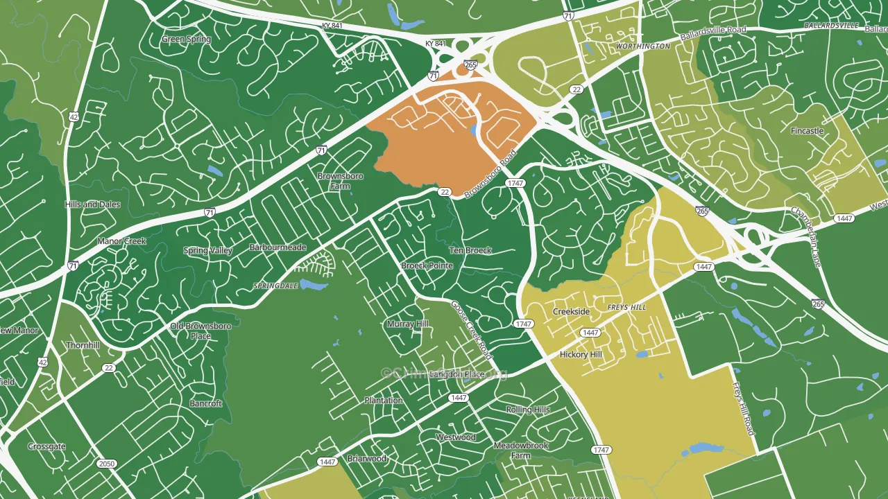 Ten Broeck, KY Map of Vandalism Rates
