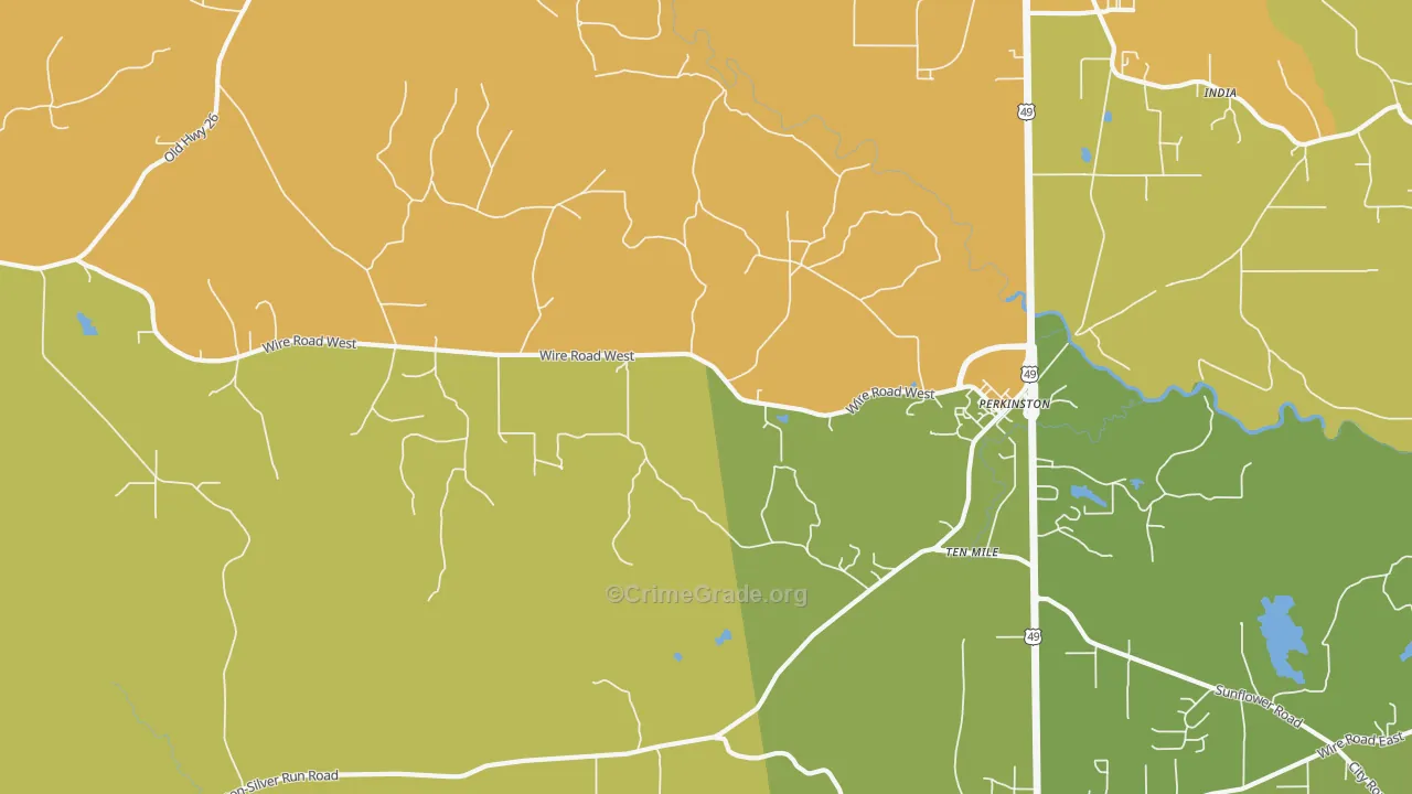 Ten Mile, MS Map of Vandalism Rates