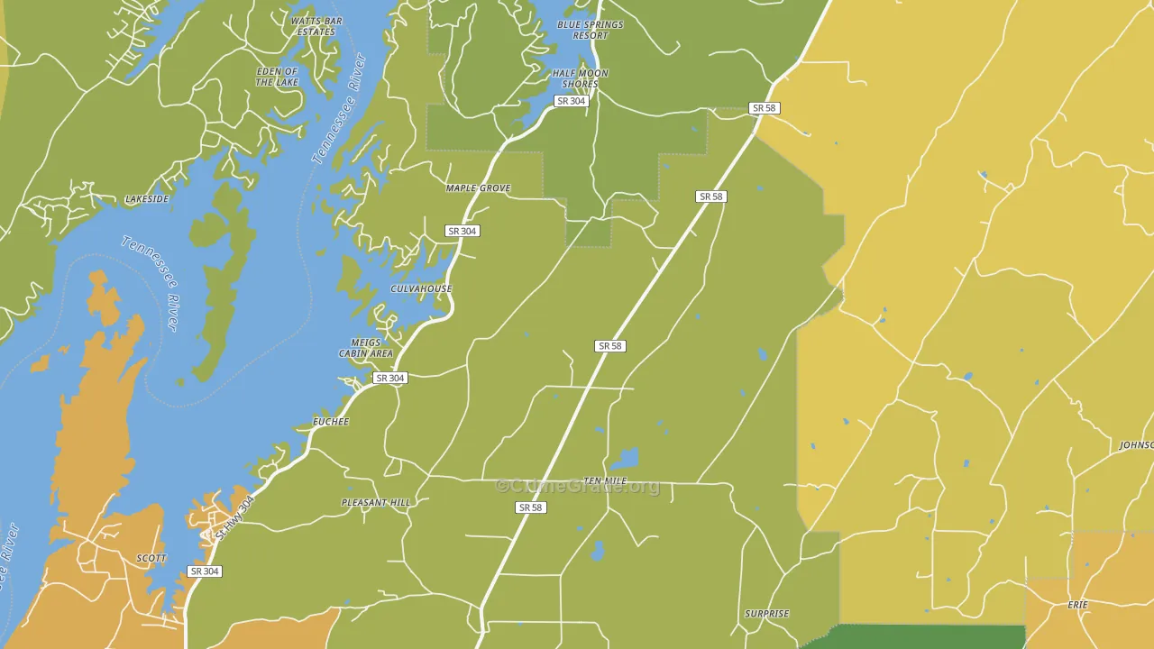 Ten Mile, TN Map of Vandalism Rates