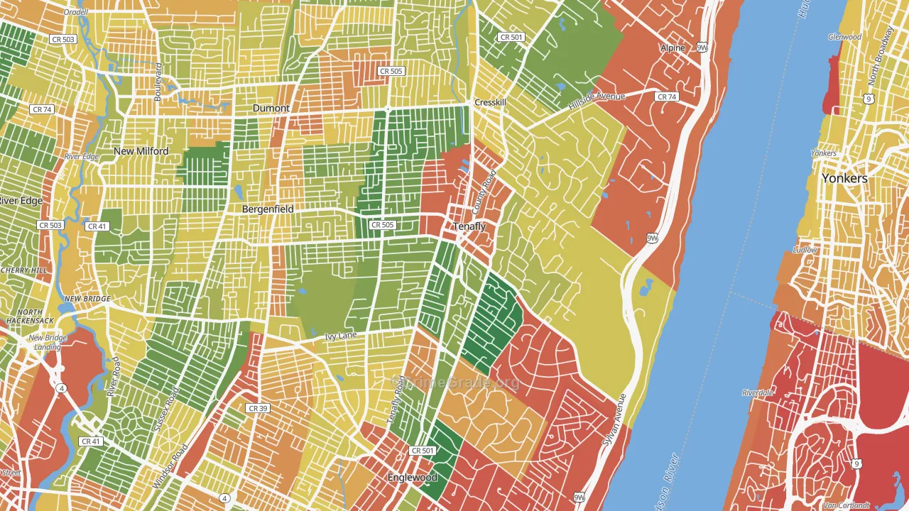 Tenafly, NJ Map of Vandalism Rates