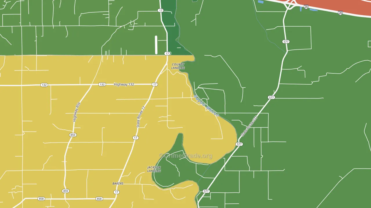 Tendal, LA Map of Vandalism Rates