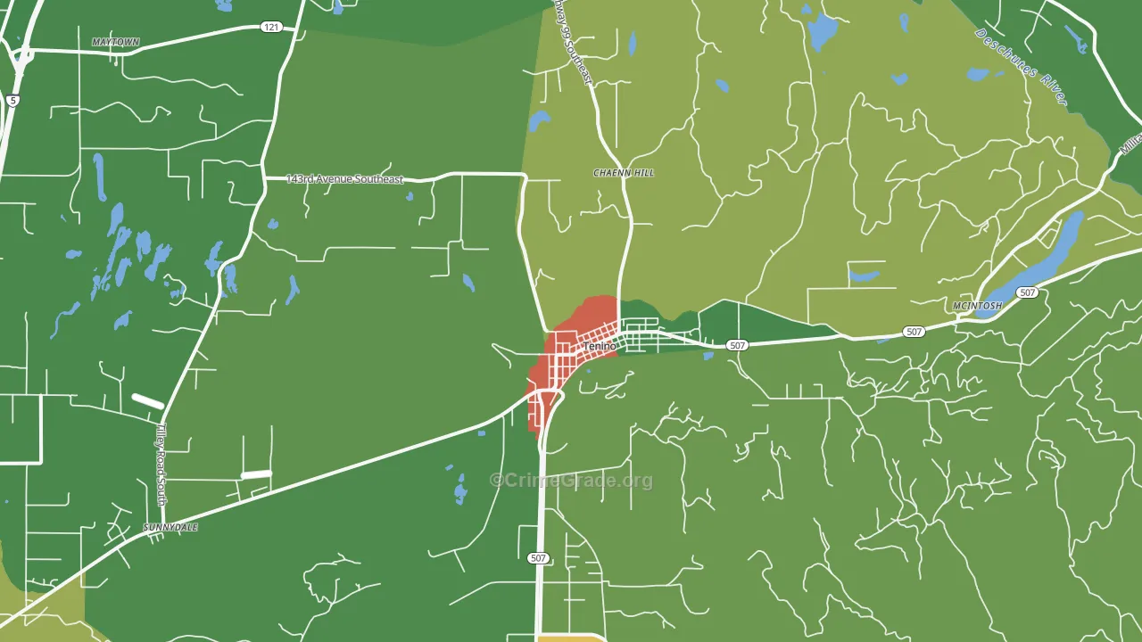 Tenino, WA Map of Vandalism Rates