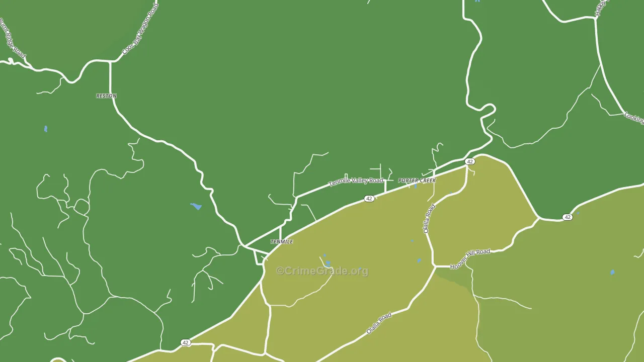 Tenmile, OR Map of Vandalism Rates