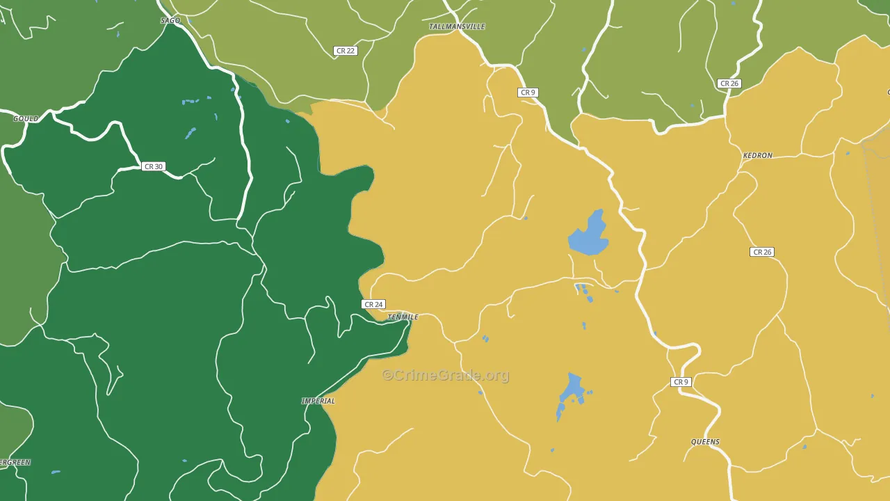 Tenmile, WV Map of Vandalism Rates