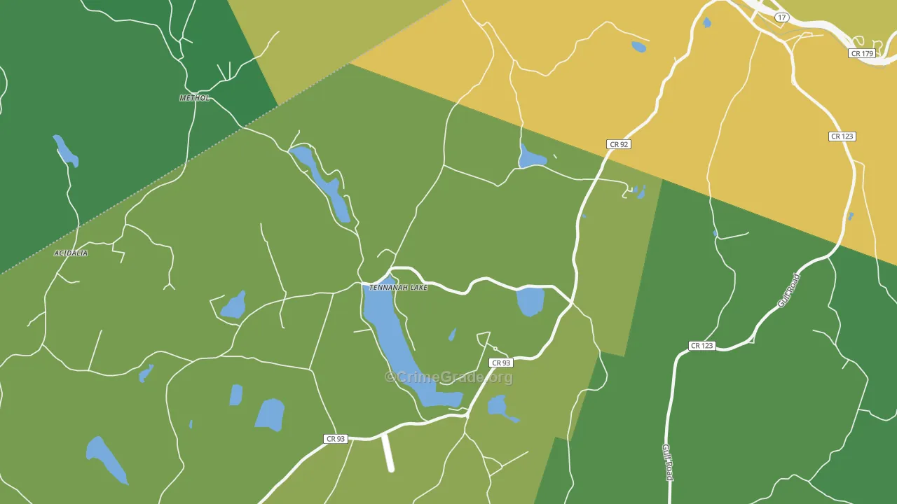 Tennanah Lake, NY Map of Vandalism Rates