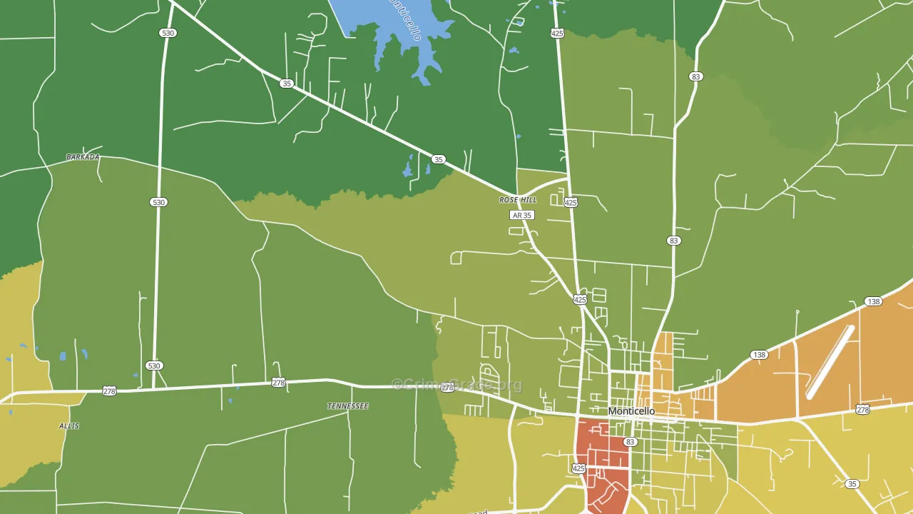 Tennessee, AR Map of Vandalism Rates
