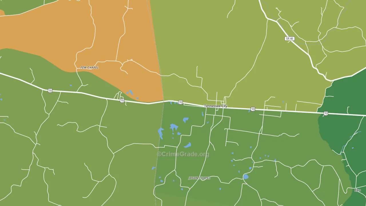 Tennessee City, TN Map of Vandalism Rates