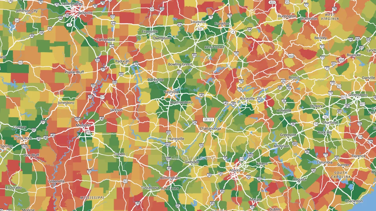 Tennessee Map of Vandalism Rates