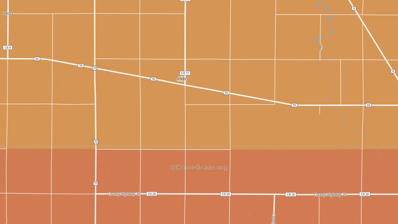 Tenney, MN Map of Vandalism Rates