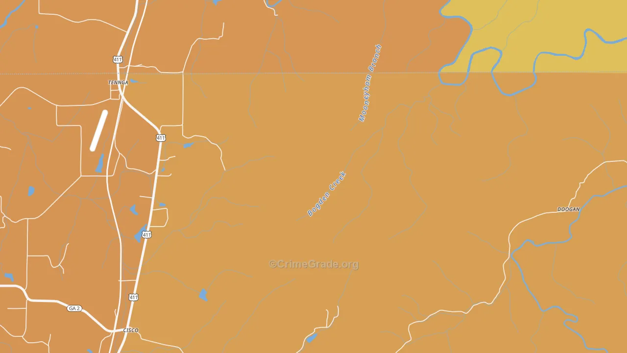 Tennga, GA Map of Vandalism Rates