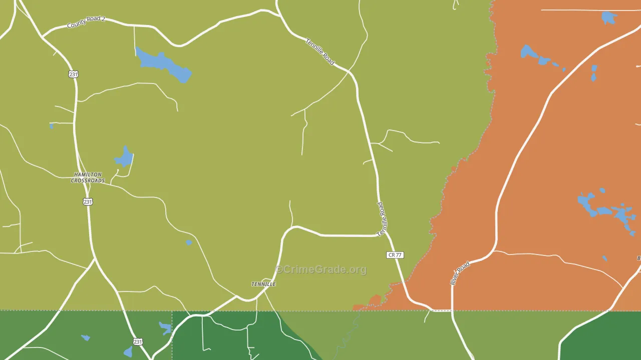 Tennille, AL Map of Vandalism Rates