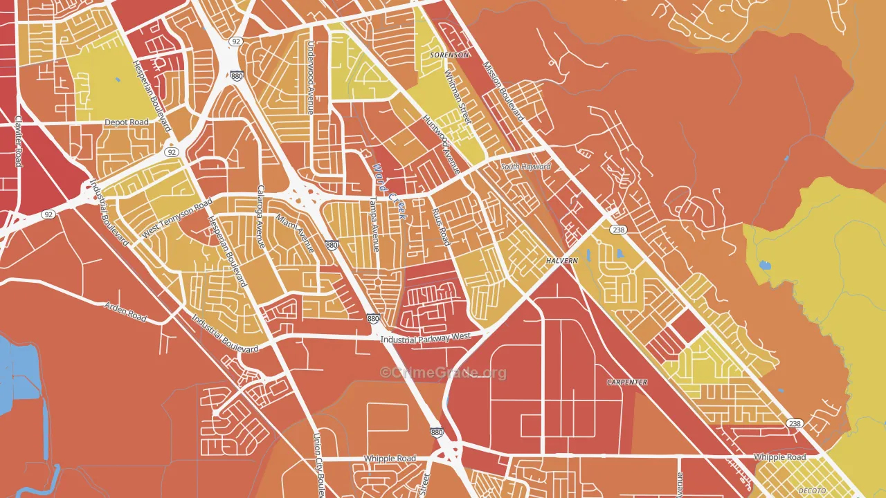 Tennyson-Alquire, Hayward, CA Map of Vandalism Rates