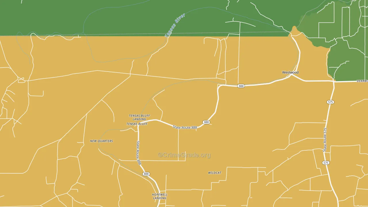 Tensas Bluff, LA Map of Vandalism Rates