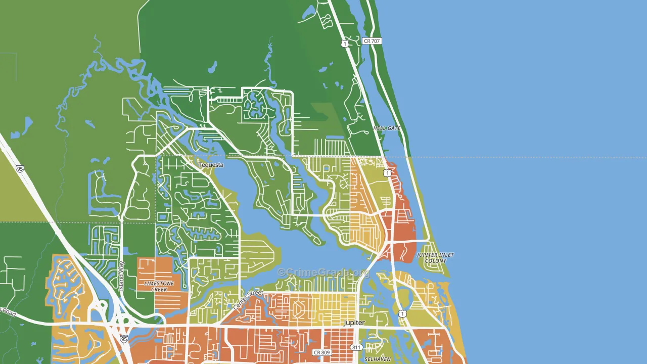 Tequesta, FL Map of Vandalism Rates