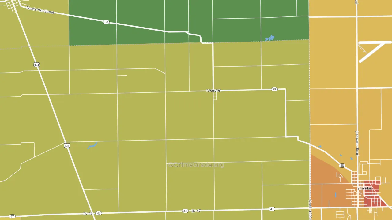Terhune, IN Map of Vandalism Rates