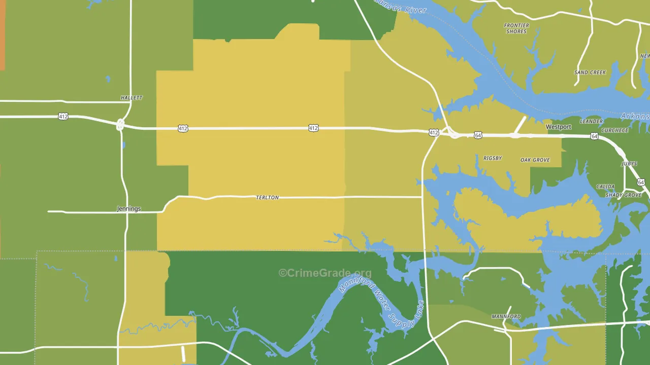Terlton, OK Map of Vandalism Rates