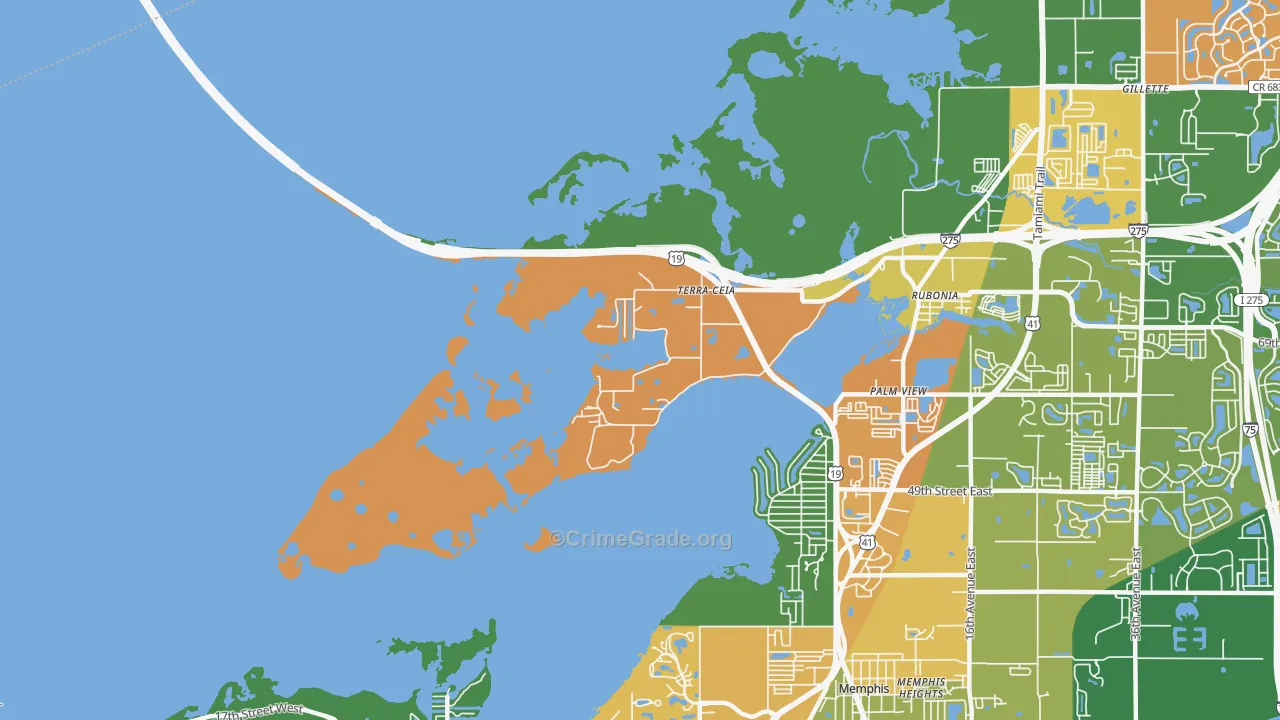 Terra Ceia, FL Map of Vandalism Rates