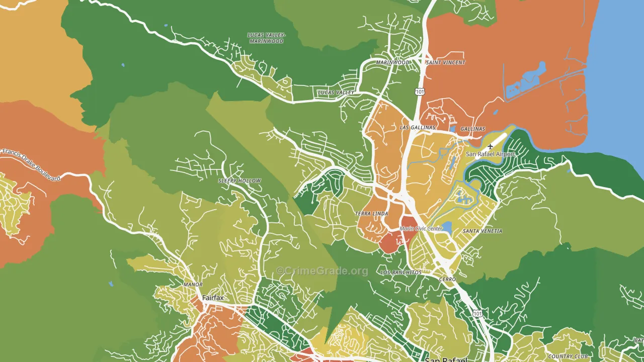 Terra Linda, San Rafael, CA Map of Vandalism Rates