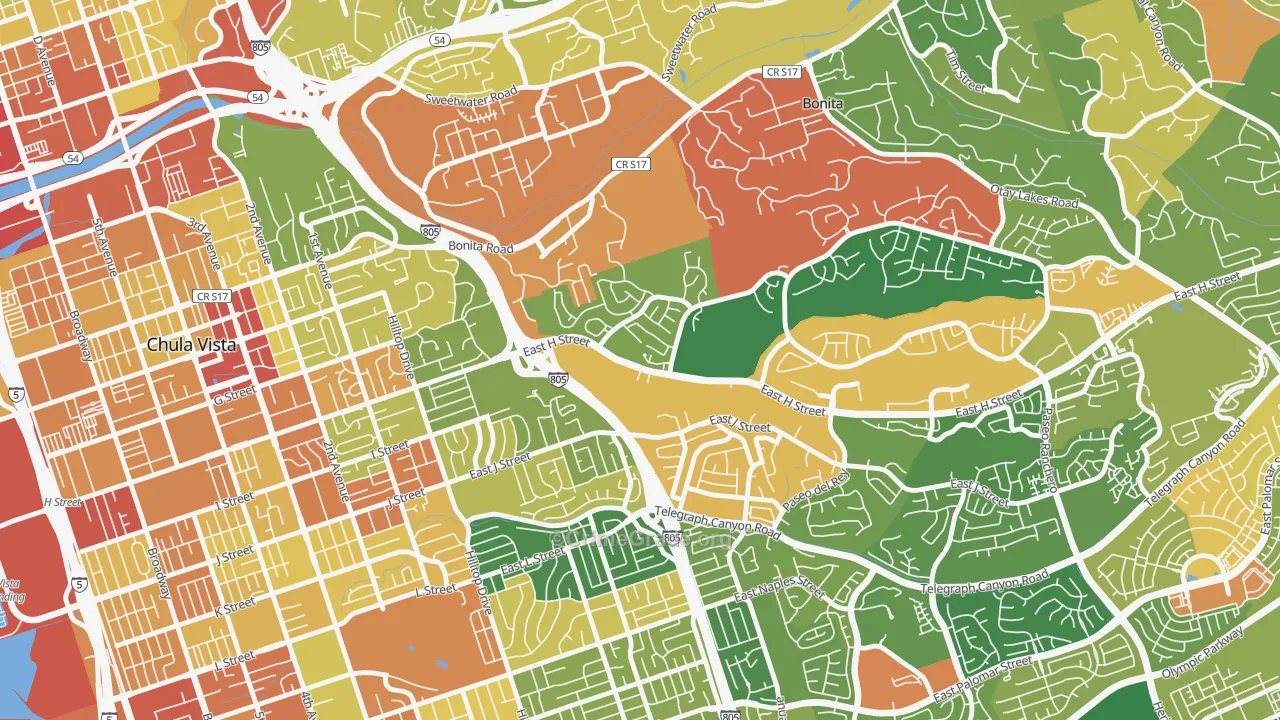 Terra Nova, Chula Vista, CA Map of Vandalism Rates