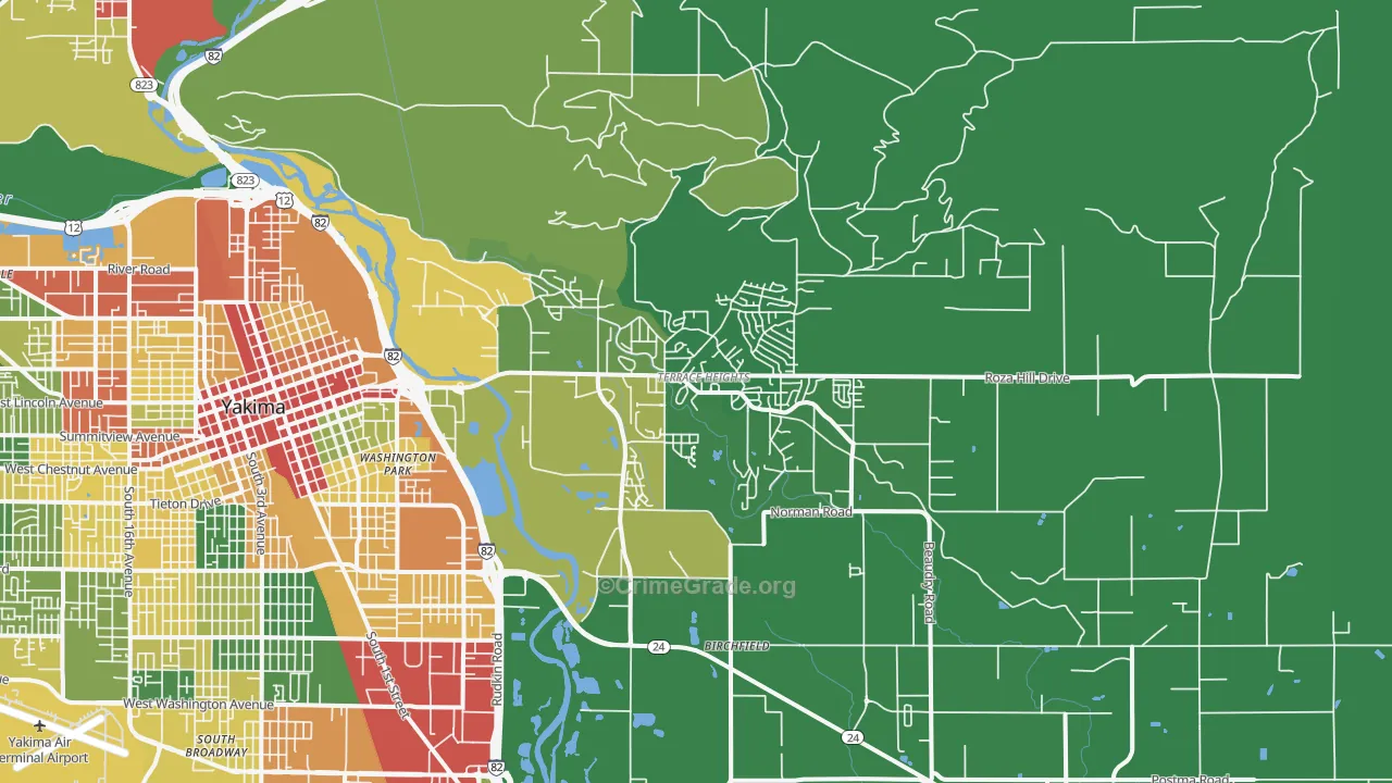 Terrace Heights, WA Map of Vandalism Rates