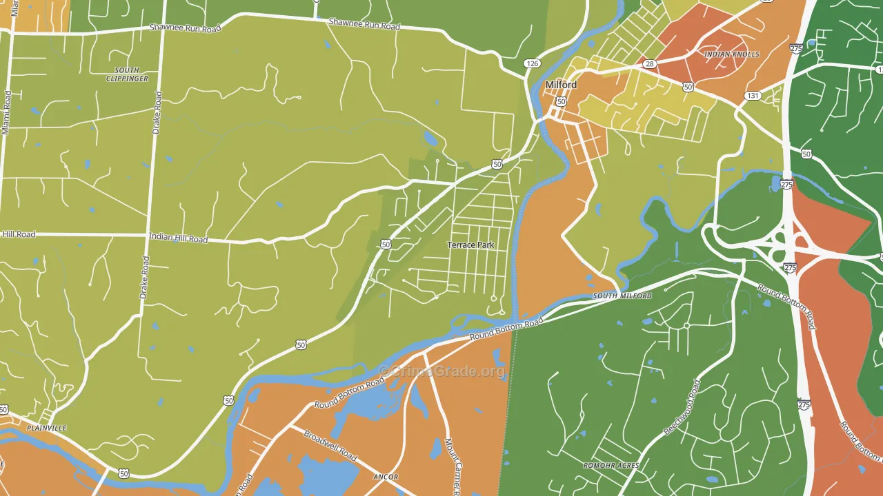 Terrace Park, OH Map of Vandalism Rates
