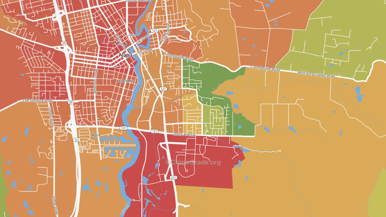 Terrace-Shurtleff, Napa, CA Map of Vandalism Rates