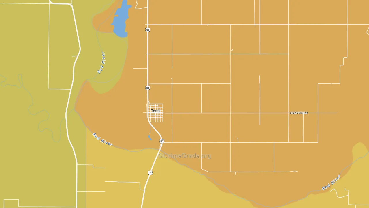 Terral, OK Map of Vandalism Rates