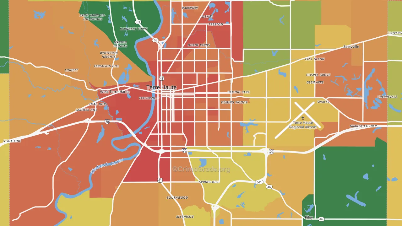 Terre Haute, IN Map of Vandalism Rates