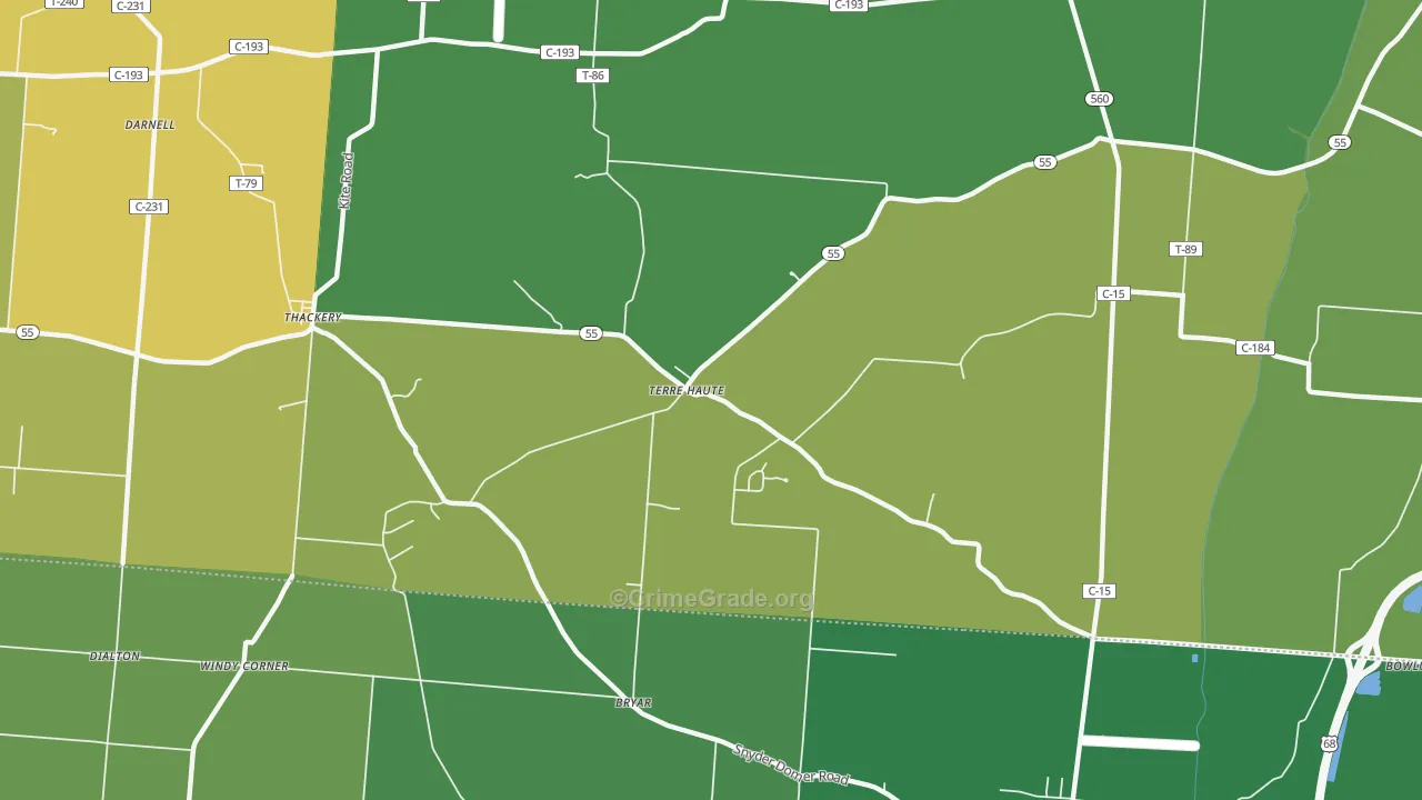Terre Haute, OH Map of Vandalism Rates