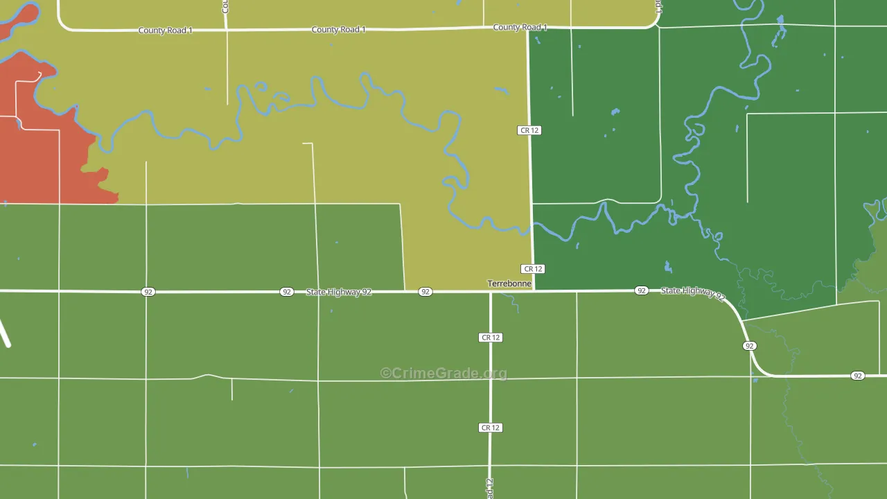 Terrebonne, MN Map of Vandalism Rates