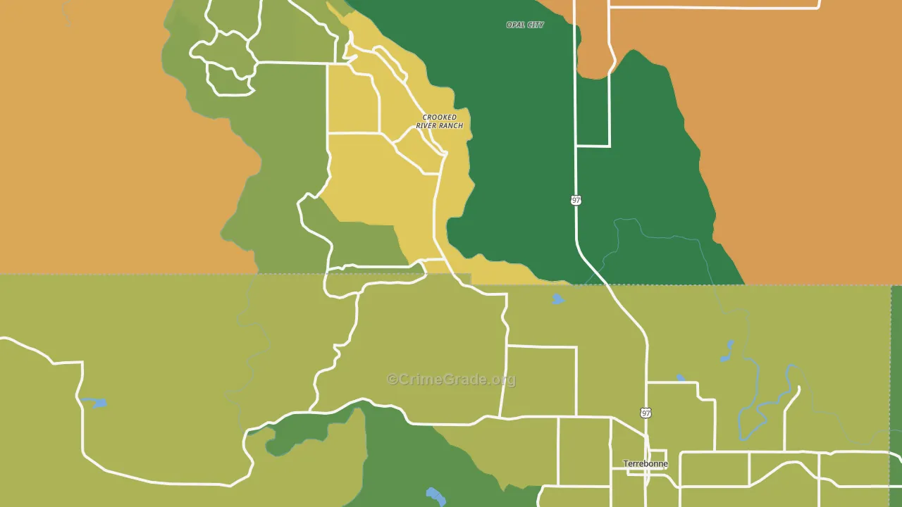Terrebonne, OR Map of Vandalism Rates