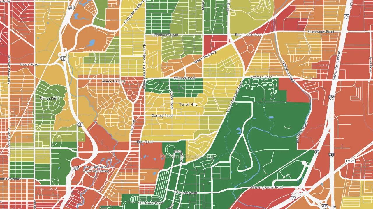 Terrell Hills, TX Map of Vandalism Rates
