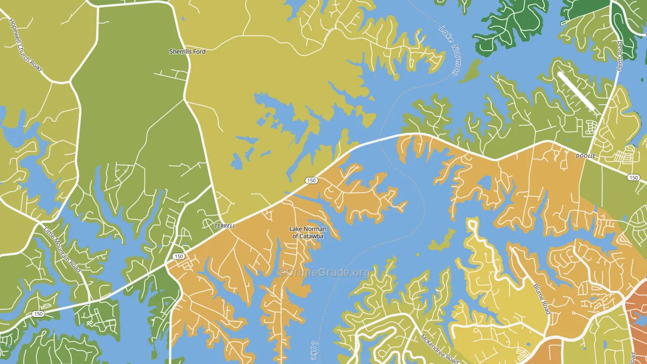 Terrell, NC Map of Vandalism Rates