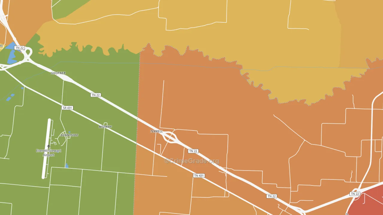 Terrell, TN Map of Vandalism Rates
