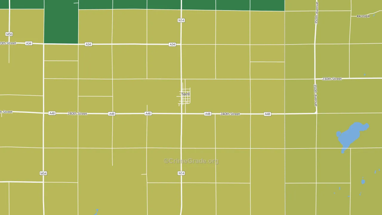 Terril, IA Map of Vandalism Rates