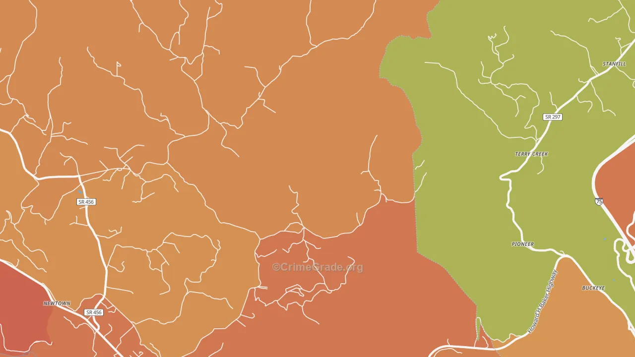 Terry Creek, TN Map of Vandalism Rates