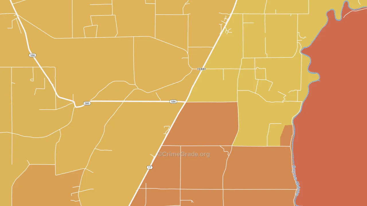 Terry, LA Map of Vandalism Rates