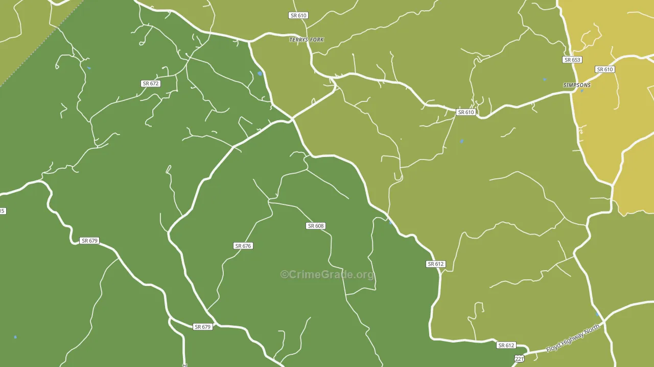 Terrys Fork, VA Map of Vandalism Rates
