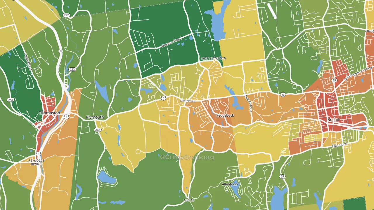 Terryville, CT Map of Vandalism Rates
