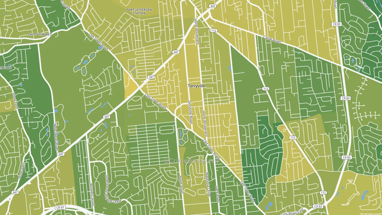 Terryville, NY Map of Vandalism Rates