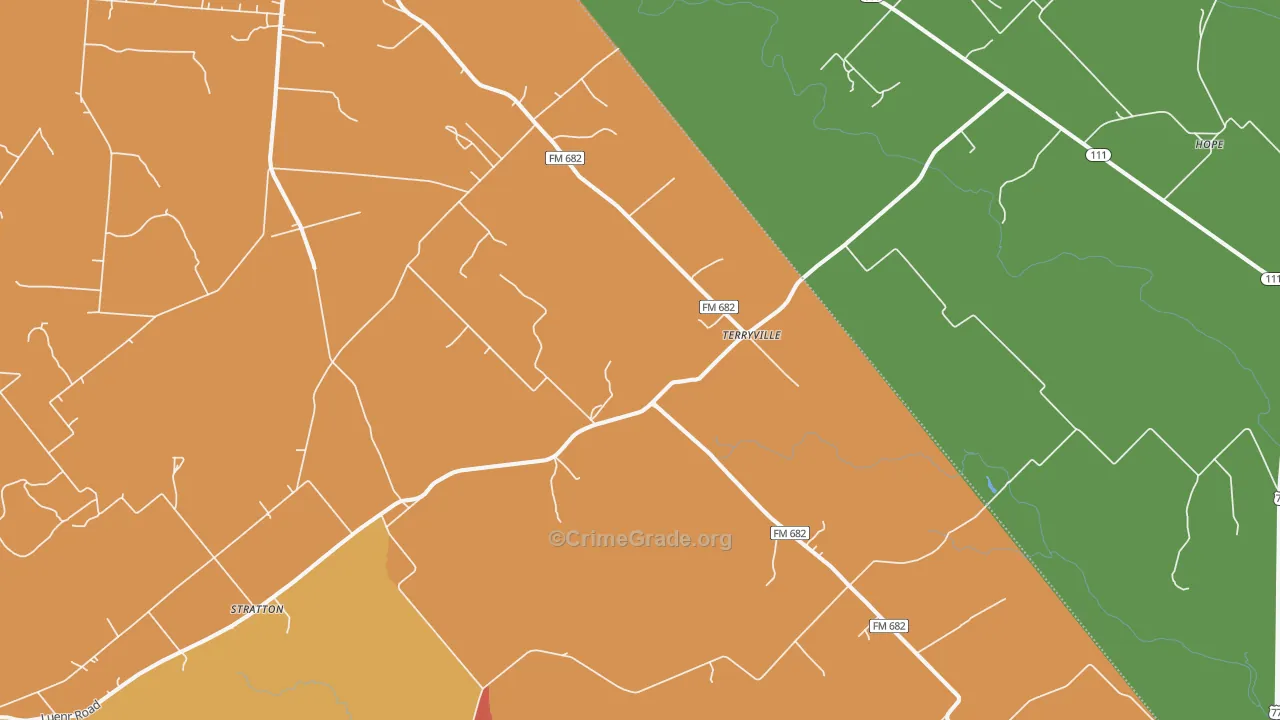 Terryville, TX Map of Vandalism Rates