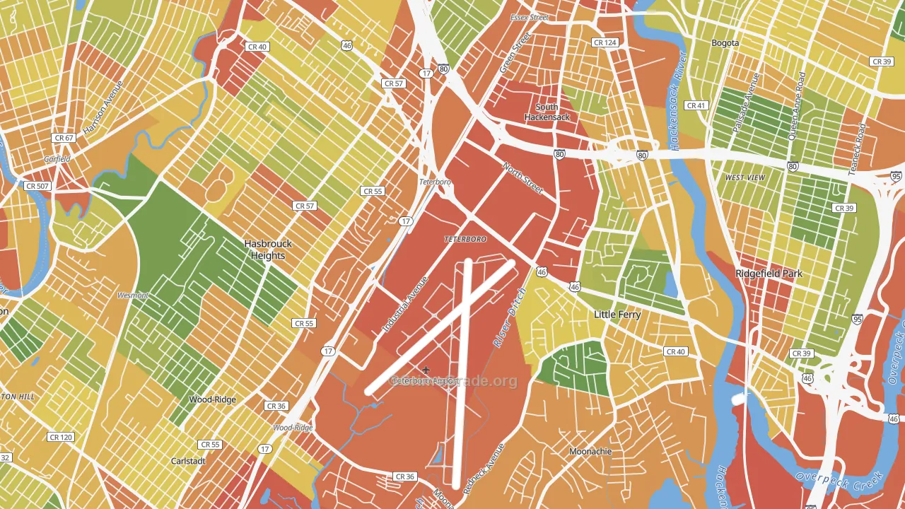 Teterboro, NJ Map of Vandalism Rates