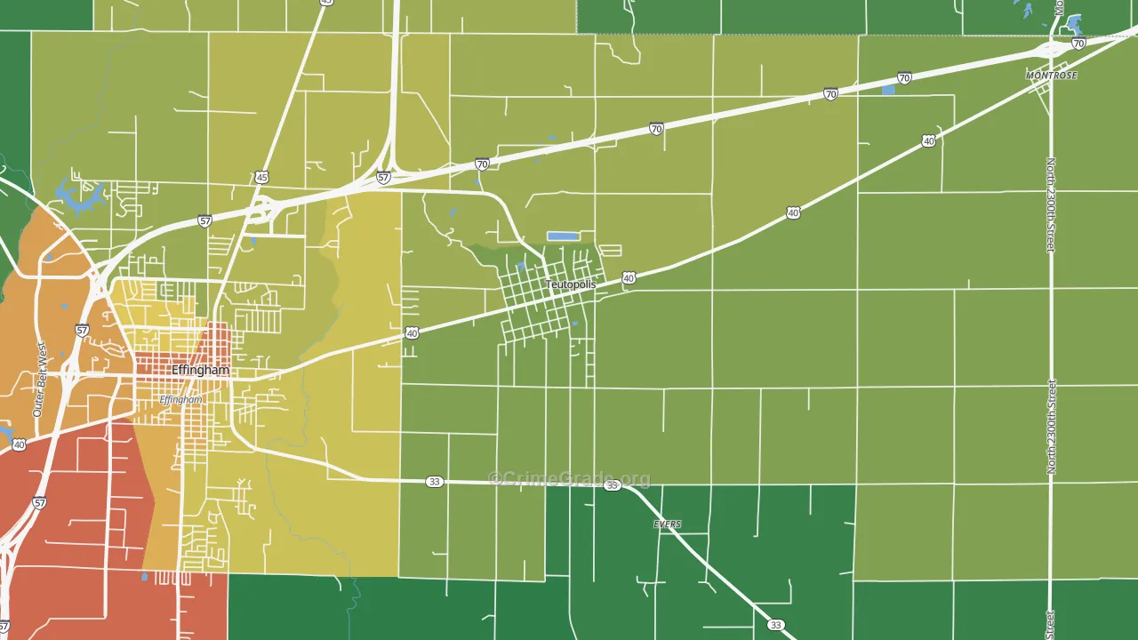 Teutopolis, IL Map of Vandalism Rates