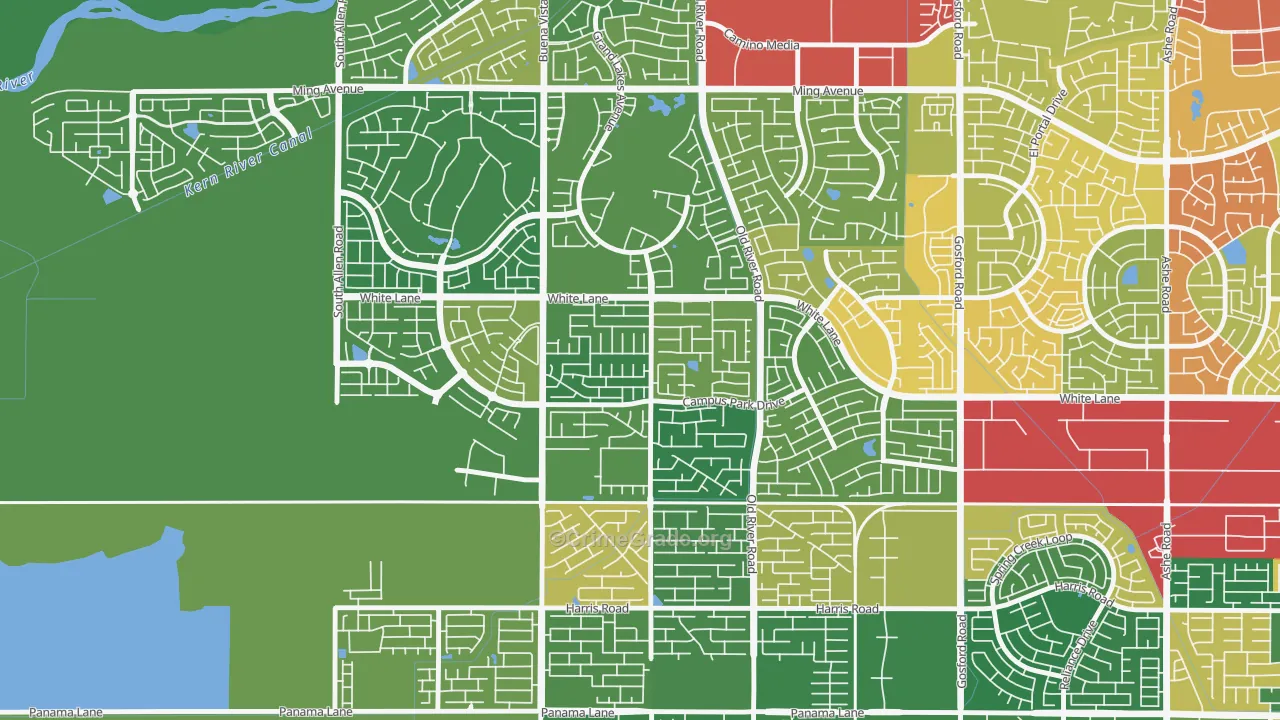 Tevis Ranch, Bakersfield, CA Map of Vandalism Rates