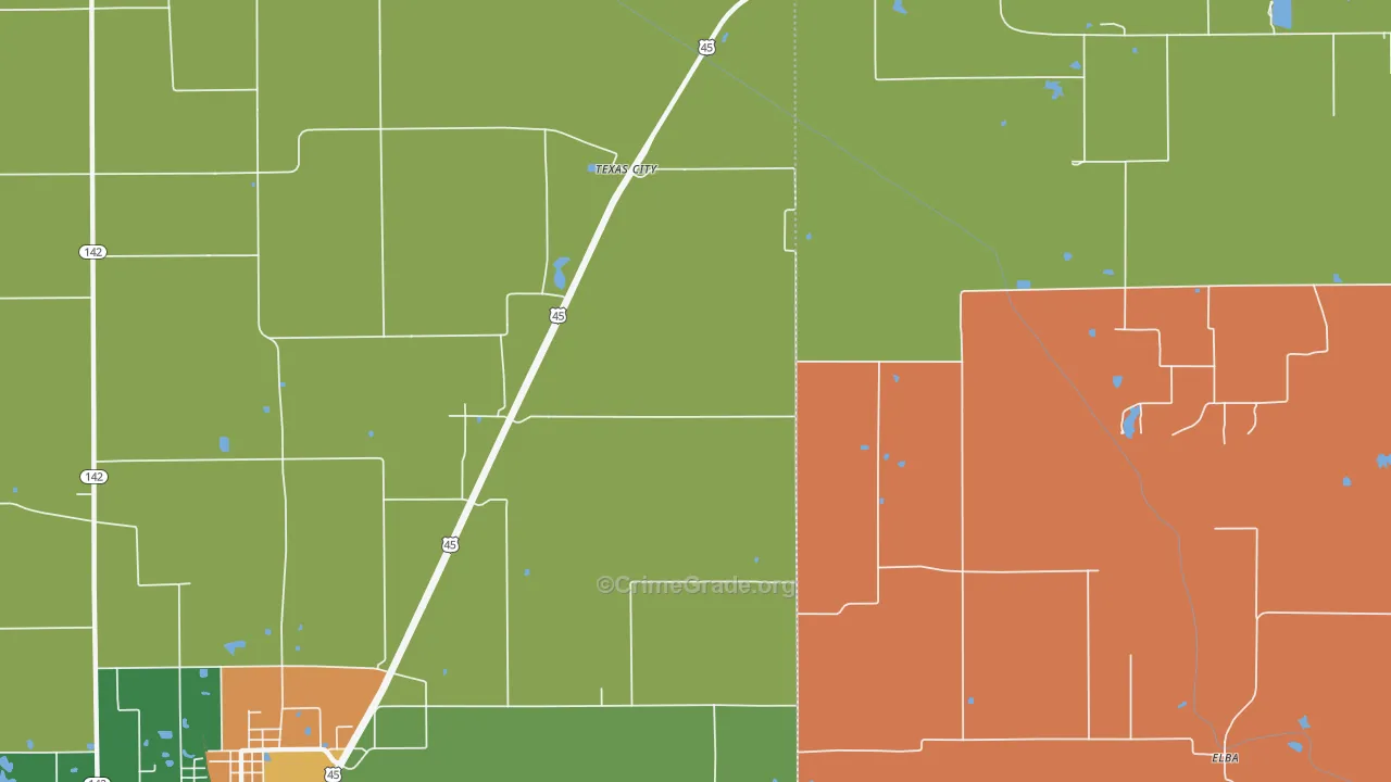 Texas City, IL Map of Vandalism Rates