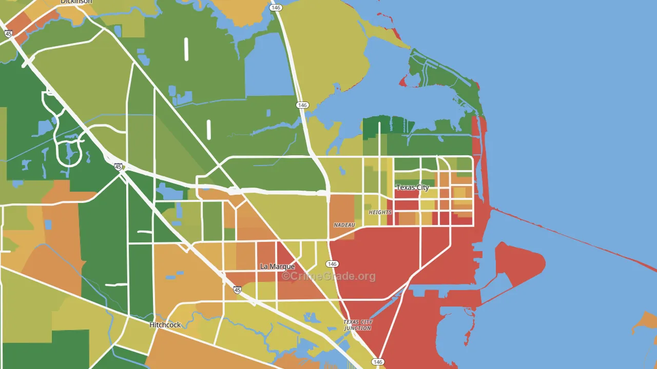 Texas City, TX Map of Vandalism Rates