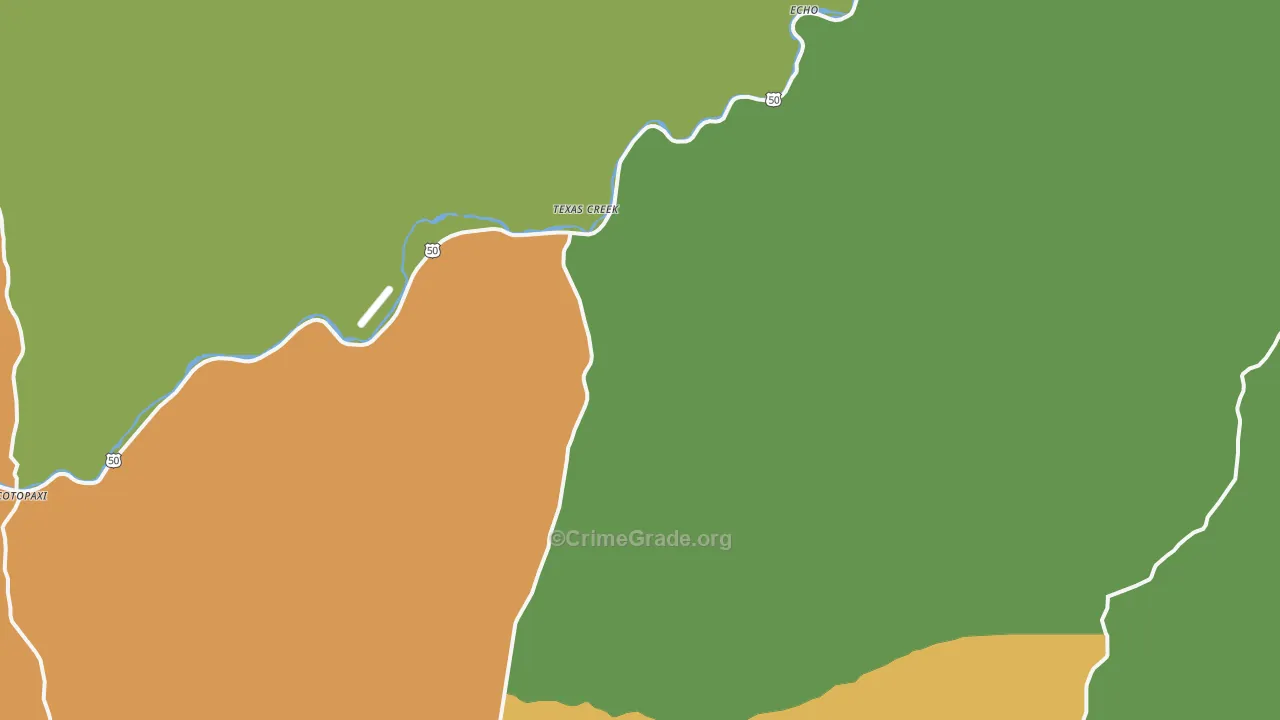 Texas Creek, CO Map of Vandalism Rates